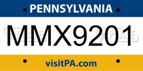MMX9201 Pennsylvania License Plate