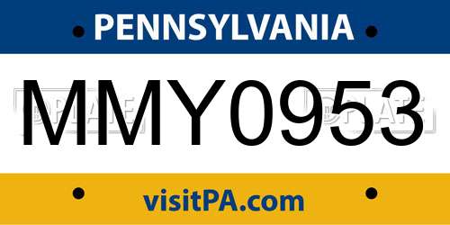 MMY0953 Pennsylvania License Plate