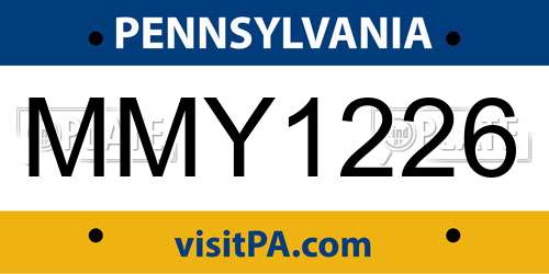 MMY1226 Pennsylvania License Plate