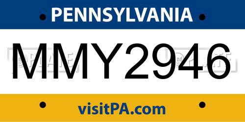 MMY2946 Pennsylvania License Plate