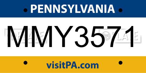 MMY3571 Pennsylvania License Plate