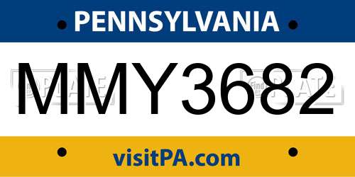 MMY3682 Pennsylvania License Plate