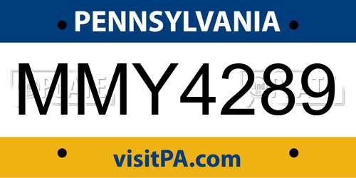 MMY4289 Pennsylvania License Plate