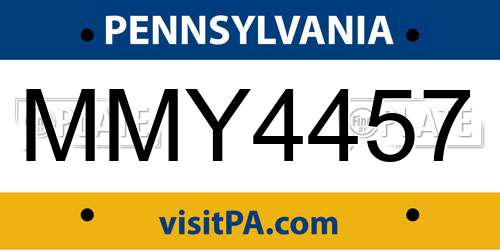 MMY4457 Pennsylvania License Plate