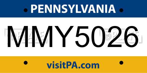 MMY5026 Pennsylvania License Plate