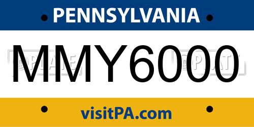MMY6000 Pennsylvania License Plate