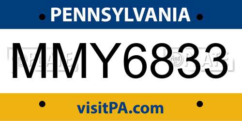 MMY6833 Pennsylvania License Plate