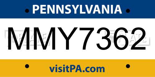 MMY7362 Pennsylvania License Plate