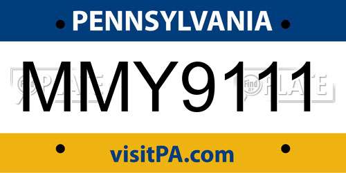 MMY9111 Pennsylvania License Plate