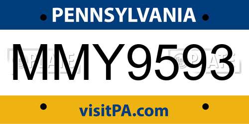 MMY9593 Pennsylvania License Plate
