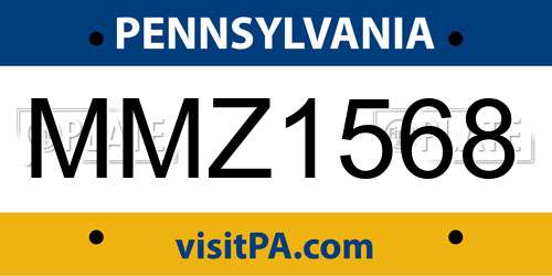MMZ1568 Pennsylvania License Plate