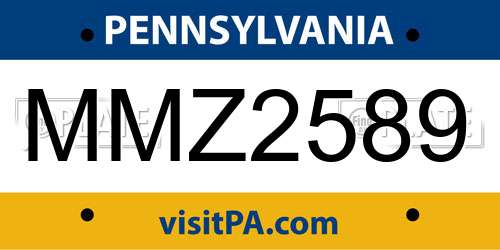MMZ2589 Pennsylvania License Plate