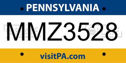 MMZ3528 Pennsylvania License Plate