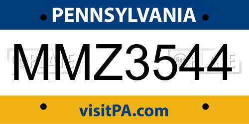 MMZ3544 Pennsylvania License Plate