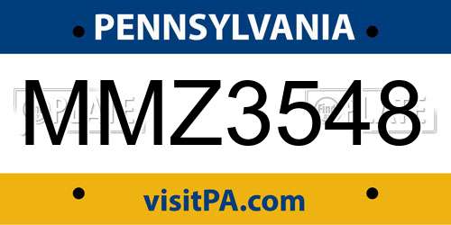 MMZ3548 Pennsylvania License Plate