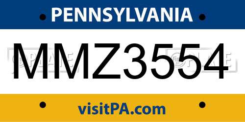 MMZ3554 Pennsylvania License Plate