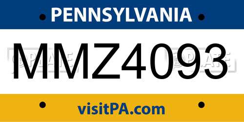 MMZ4093 Pennsylvania License Plate