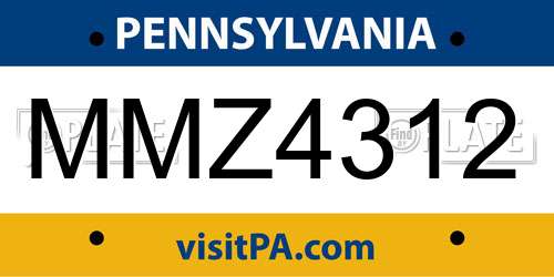 MMZ4312 Pennsylvania License Plate