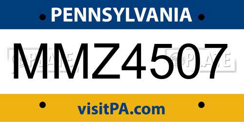MMZ4507 Pennsylvania License Plate