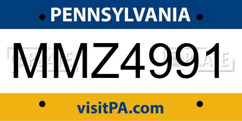 MMZ4991 Pennsylvania License Plate