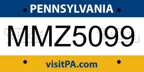 MMZ5099 Pennsylvania License Plate