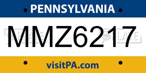 MMZ6217 Pennsylvania License Plate
