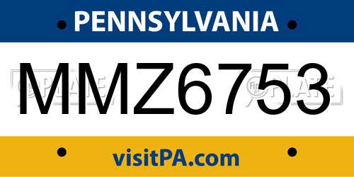 MMZ6753 Pennsylvania License Plate