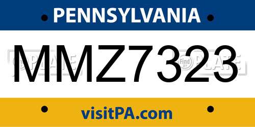 MMZ7323 Pennsylvania License Plate