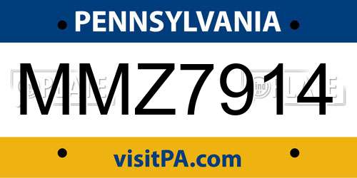 MMZ7914 Pennsylvania License Plate