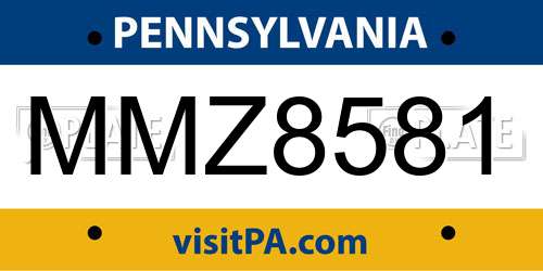 MMZ8581 Pennsylvania License Plate