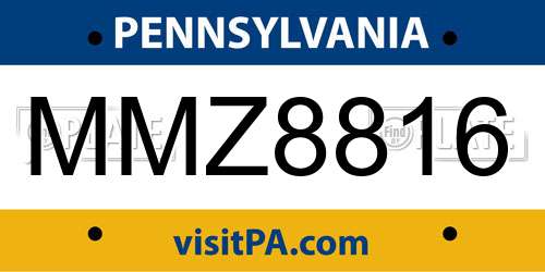 MMZ8816 Pennsylvania License Plate