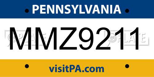 MMZ9211 Pennsylvania License Plate