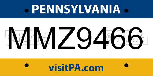 MMZ9466 Pennsylvania License Plate