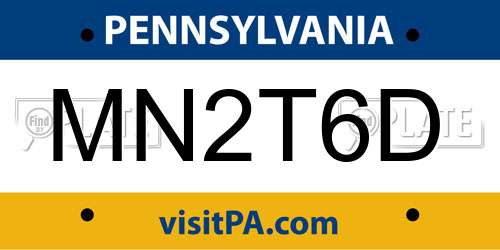 MN2T6D Pennsylvania License Plate