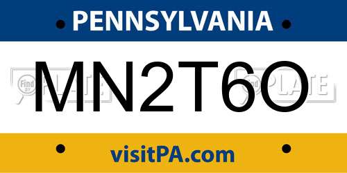 MN2T6O Pennsylvania License Plate