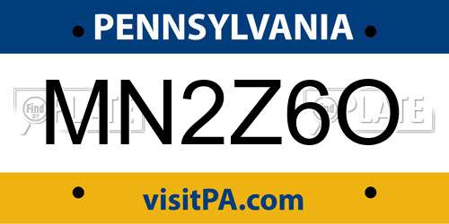 MN2Z6O Pennsylvania License Plate