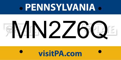 MN2Z6Q Pennsylvania License Plate