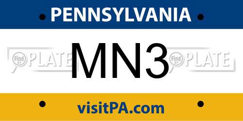 MN3 Pennsylvania License Plate