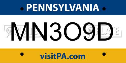 MN3O9D Pennsylvania License Plate