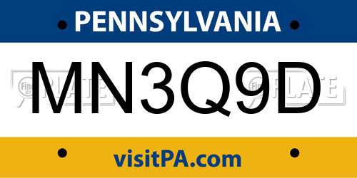 MN3Q9D Pennsylvania License Plate