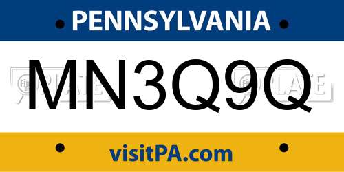 MN3Q9Q Pennsylvania License Plate