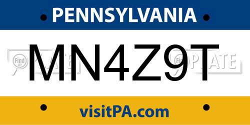 MN4Z9T Pennsylvania License Plate