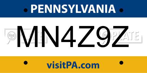 MN4Z9Z Pennsylvania License Plate