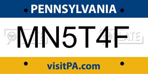 MN5T4F Pennsylvania License Plate