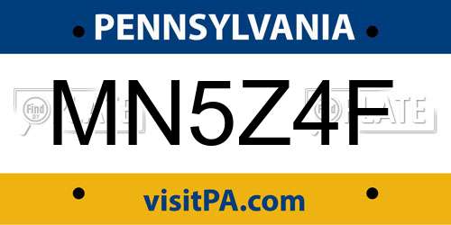 MN5Z4F Pennsylvania License Plate