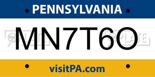 MN7T6O Pennsylvania License Plate