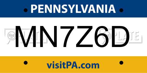 MN7Z6D Pennsylvania License Plate