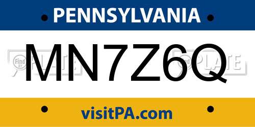 MN7Z6Q Pennsylvania License Plate