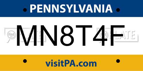 MN8T4F Pennsylvania License Plate