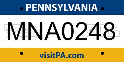 MNA0248 Pennsylvania License Plate